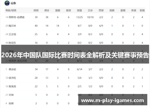 2026年中国队国际比赛时间表全解析及关键赛事预告